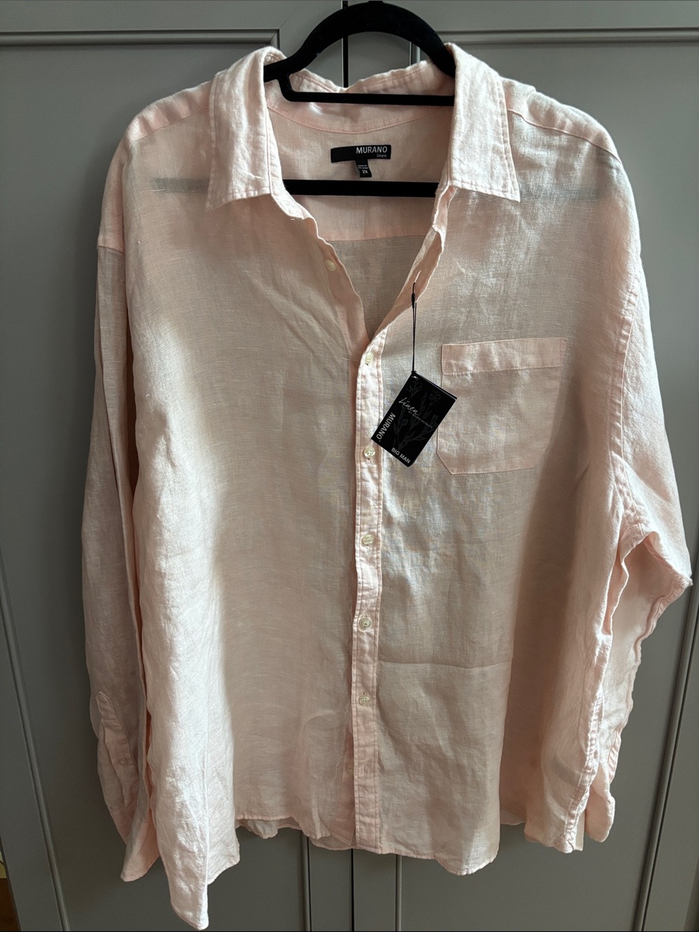 NWT Murano Men's Peach Button-Down Linen Shirt 2XL